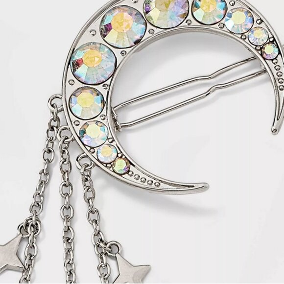 Halloween Moon Dangle Hair Clip - Silver - Picture 2 of 2